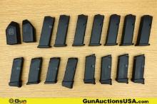 Glock G43, G43X, G48, Etc. 9mm, .380 ACP Magazines, Loaders. Very Good. 17 Assorted Mags and Loaders