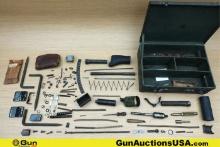 Military Surplus COLLECTOR'S Gun Parts, Etc. . Good Condition. Assorted Gun Parts and Tools in a VIN
