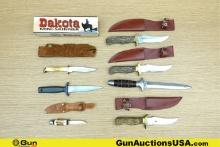 Frost, Dakota Knives. Good Condition. One Japanese Frost Cutlery Boot Knife. One German Stag Handle