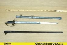 Cane Gun, Sabor. Good Condition. One Black Powder Cane Gun and One Replica CSA Sabor with Metal Scab