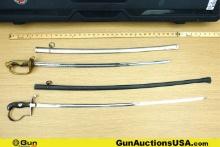 Flambeau, Hollern Solingen, Etc. Swords, Rifle Case. Good Condition. One German Army Style Saber, Fe