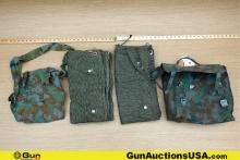 Military Surplus, Etc. COLLECTOR'S Shelter Halves, Etc. . Good Condition. One Camo Carry Bag, Two OR