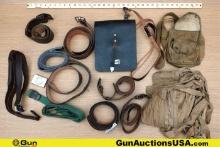 Military Surplus COLLECTOR'S Belts, Bandoleer, Etc. . Good Condition. Four East German Uniform Belts