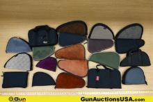 Moose, Kimber, Ace, Etc. Pistol Cases. Very Good. Approx. 16 Soft Padded Zipper Cases for Pistols..