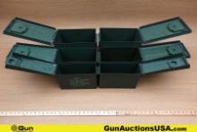 Military Surplus Ammo Cans . Good Condition. Six Metal Ammo Cans; ( Two Large, Two Medium and Two Sm