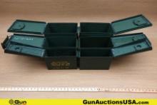 Military Surplus Ammo Cans . Good Condition. Six Metal Ammo Cans; (Two Large, Two Medium and Two Sma