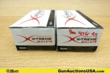X-TREME BULLETS 9MM Projectiles. Approx. 1000 147 Gr. Round Nose. . (77540) (GSCV15)