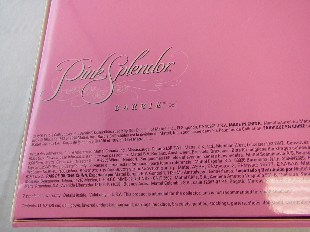 1996 Pink Splendor Barbie Doll. Limited Edition. New In Box. Large Box Approx 15"x22"x7".