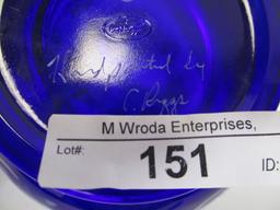 Fenton cobalt decorated snow scene- rosebowl