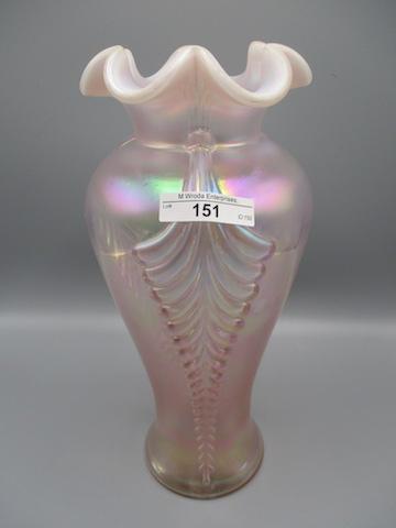 Fenton 11" Pink Opal Feather Vase