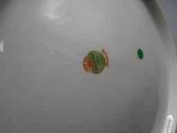 RS Prussia 11" Iris mold bowl in bowl w/ cobalt and green domes and Poppy d