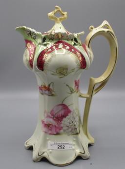 RS Prussia Point Clover mold chocolate pot w/ scattered florals . RM