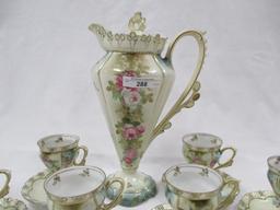 RS Prussia 14pc floral chocolate set w/ streaming roses decor . This set wa