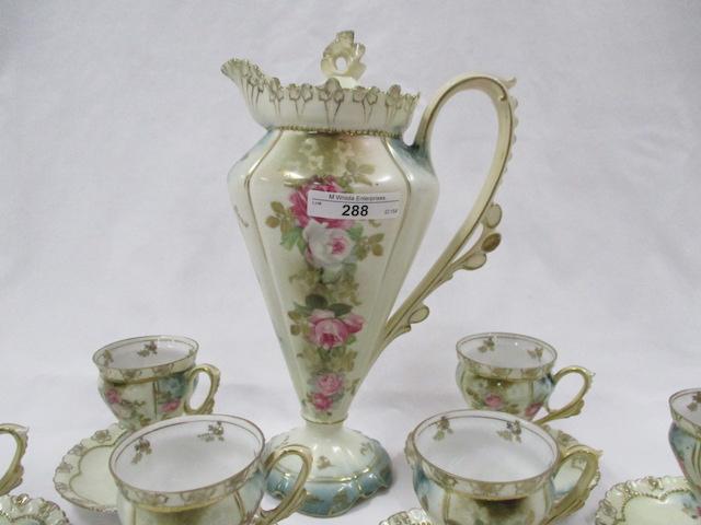 RS Prussia 14pc floral chocolate set w/ streaming roses decor . This set wa