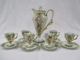 RS Prussia 14pc floral chocolate set w/ streaming roses decor . This set wa