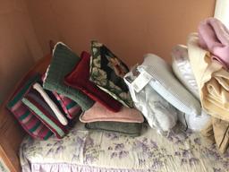 Misc. pillows, blankets,bed spreads,mattress pads