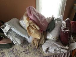 Misc. pillows, blankets,bed spreads,mattress pads