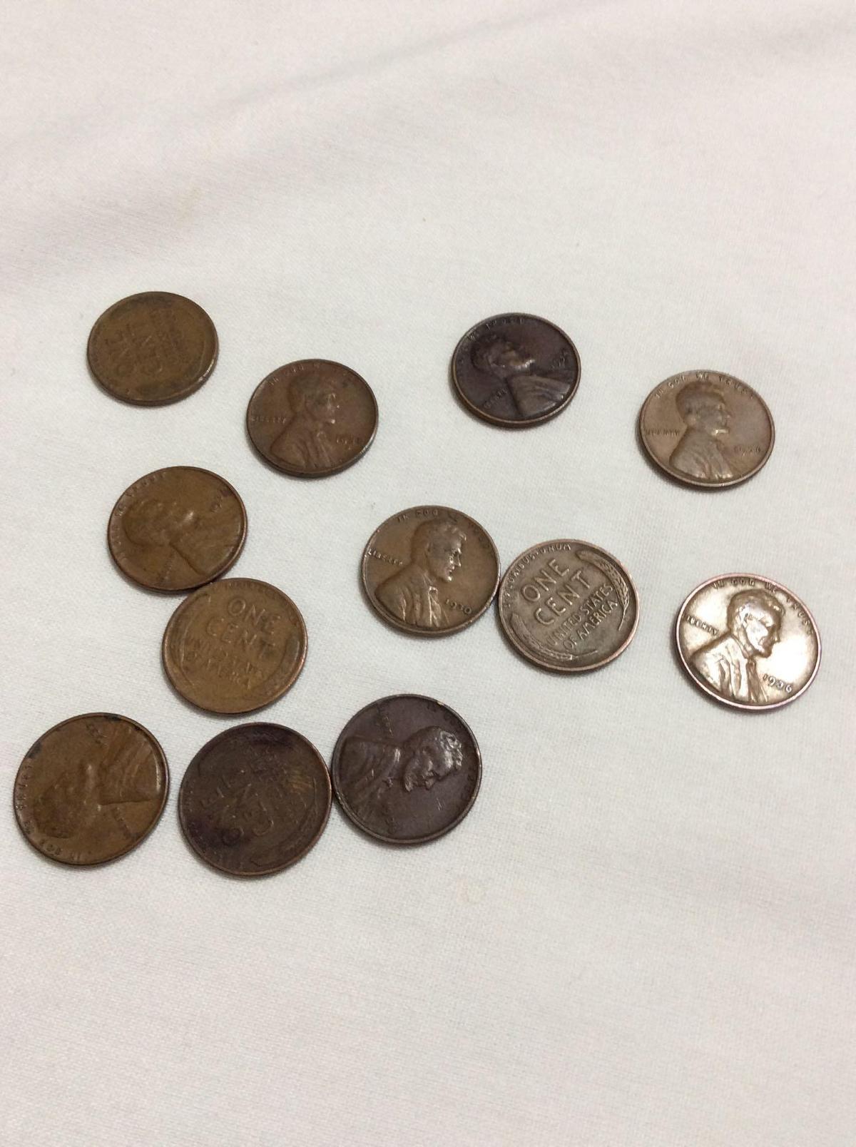 1930 to 1939 Wheat Pennies (12)