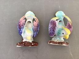 Pair of Pottery Parrots