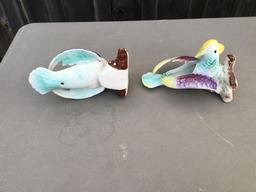 Pair of Pottery Parrots