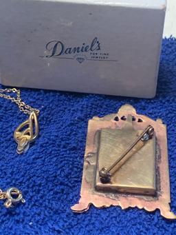 Vintage Brooch Frame and Opal Pendant