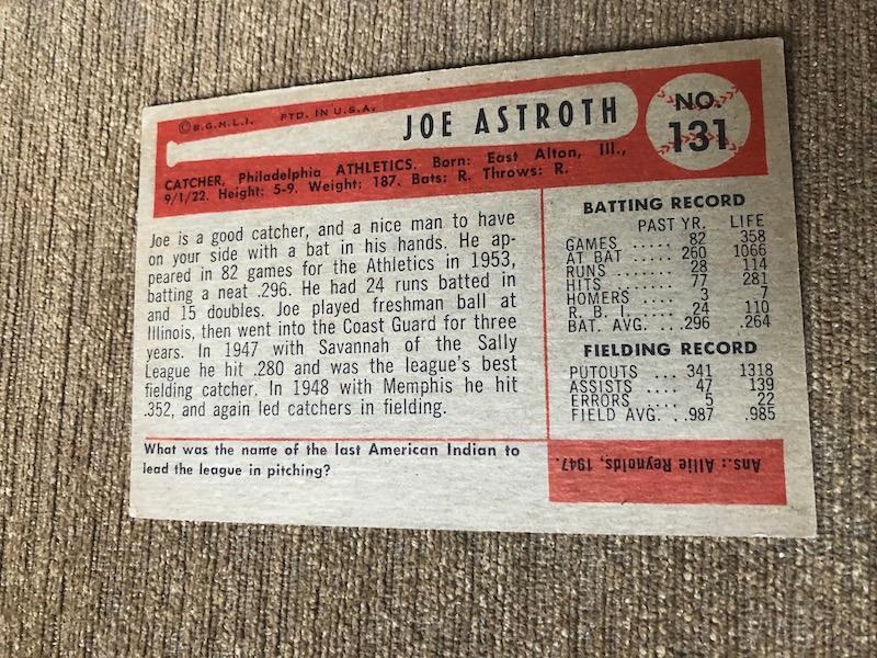 Joe Astroth 1954 Bowman
