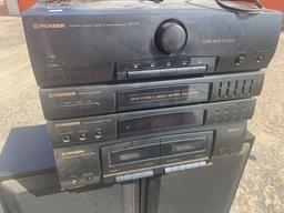 Pioneer RX-370 Stereo System with speakers and cabinet