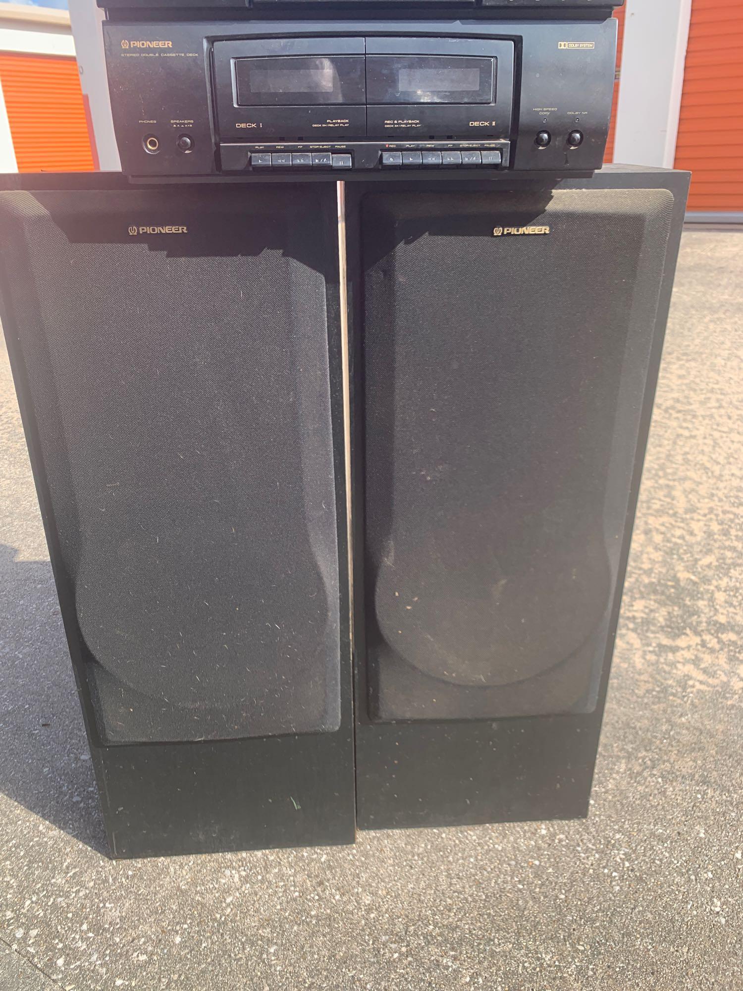Pioneer RX-370 Stereo System with speakers and cabinet