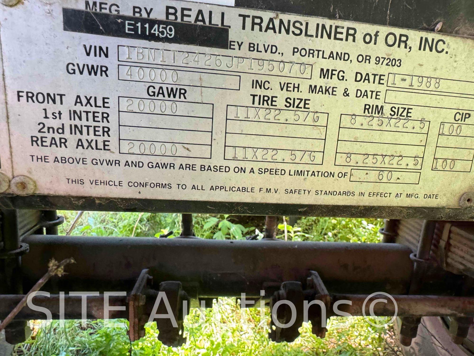 1988 Beall Pup Tank Trailer