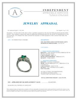 18K White Gold Setting with 0.68ct Emerald and 1.14ct Diamond Ring