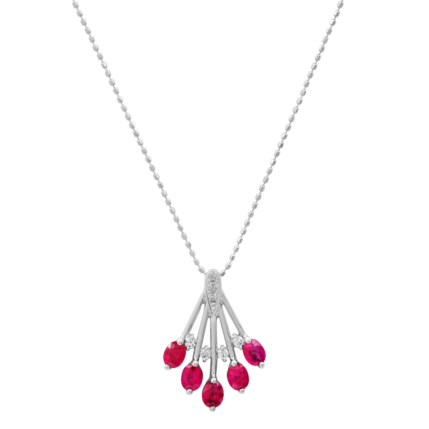 18K White Gold Setting with 0.60ct Ruby and 0.06ct Diamond Ladies Pendant