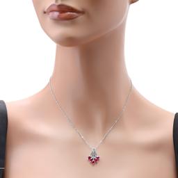 18K White Gold Setting with 0.60ct Ruby and 0.06ct Diamond Ladies Pendant