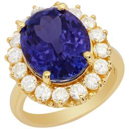 14k Yellow Gold 9.65ct Tanzanite 1.50ct Diamond Ring