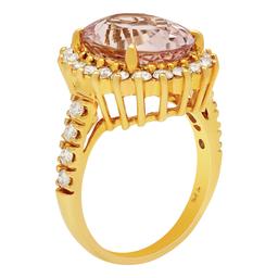 14k Yellow Gold 5.87ct Morganite 1.01ct Diamond Ring