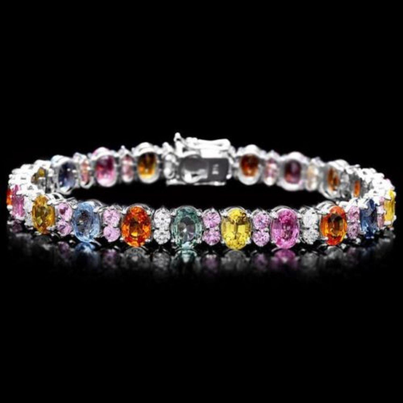 14K Gold 23.76ct Sapphire 1.21ct Diamond Bracelet