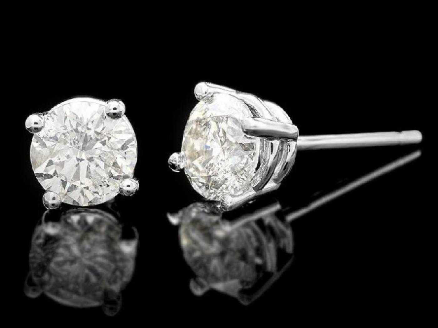 14K White Gold 1.00ct Diamond Earrings