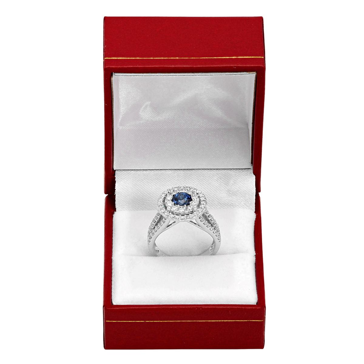 14k White Gold 0.99ct Sapphire 1.52ct Diamond Ring