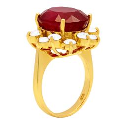 14k Yellow Gold 11.00ct Ruby 2.05ct Diamond Ring