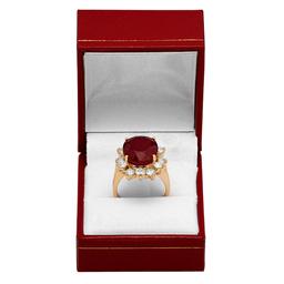 14k Yellow Gold 11.00ct Ruby 2.05ct Diamond Ring