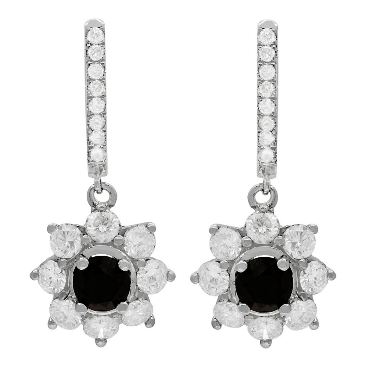 14k White Gold 2.55ct & 3.69ct Diamond Earrings