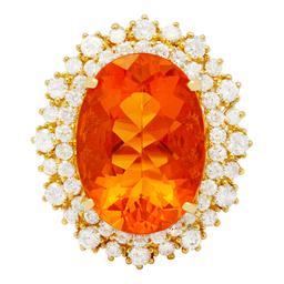 14k Yellow Gold 7.82ct Citrine 1.71ct Diamond Ring