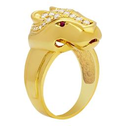 14k Yellow Gold 0.05ct Ruby 1.07ct Diamond Ring