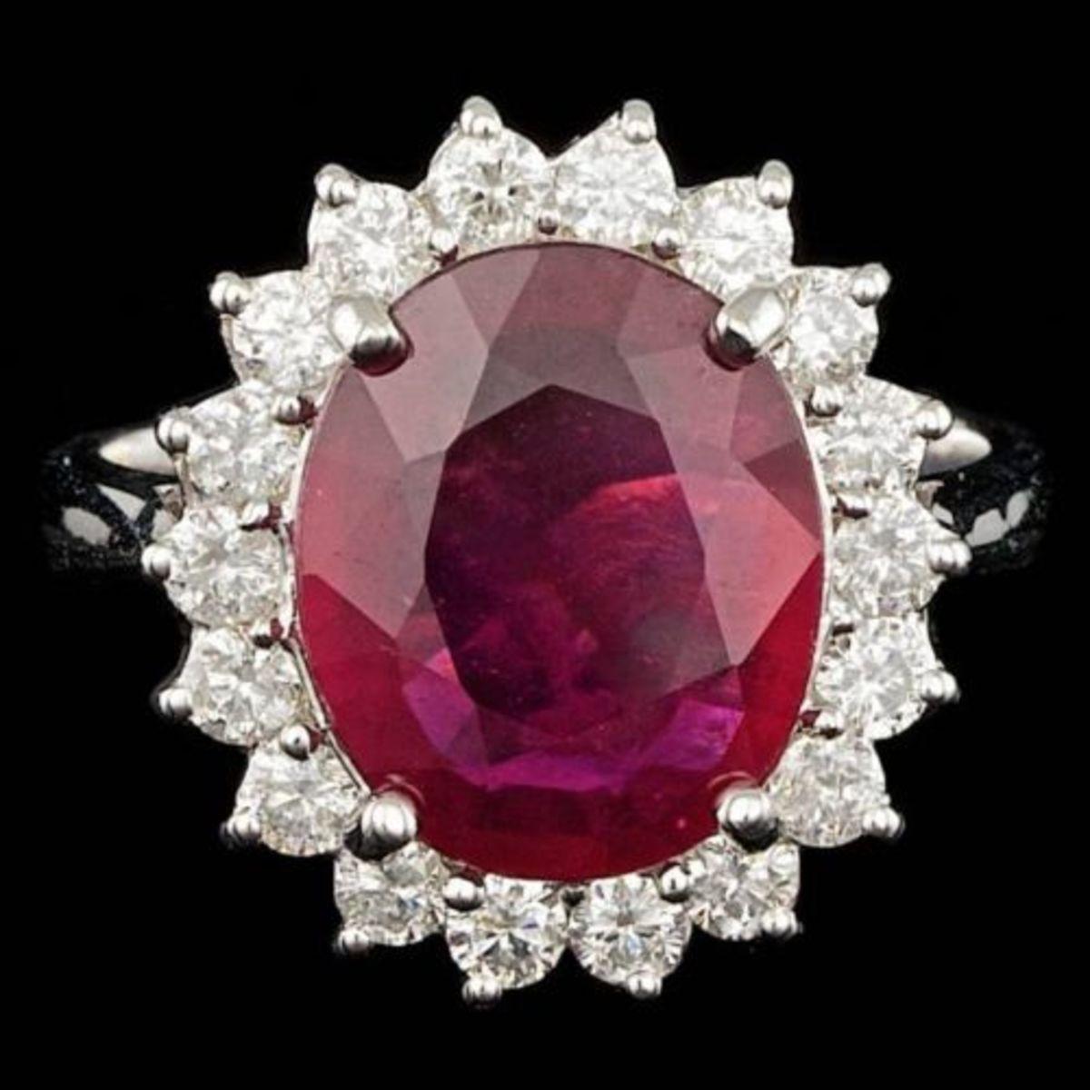 14K White Gold 4.96ct Ruby and 0.87ct Diamond Ring