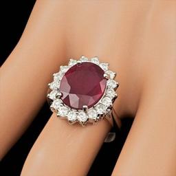 14K White Gold 4.96ct Ruby and 0.87ct Diamond Ring