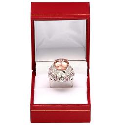 14k White Gold 8.06ct Morganite 0.65ct Pink Sapphire 0.85ct Diamond Ring