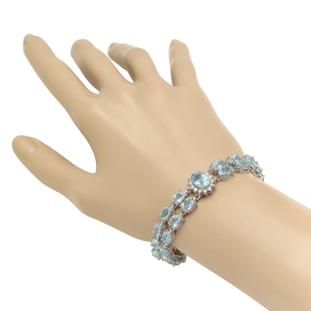 14K Gold 24.37ct Aquamarine 1.59ct Diamond Bracelet