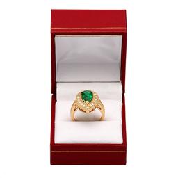 14k Yellow Gold 2.19 Emerald 1.23ct Diamond Ring
