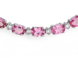 14K White Gold 25.84ct Pink Sapphire and 0.95ct Diamond Necklace