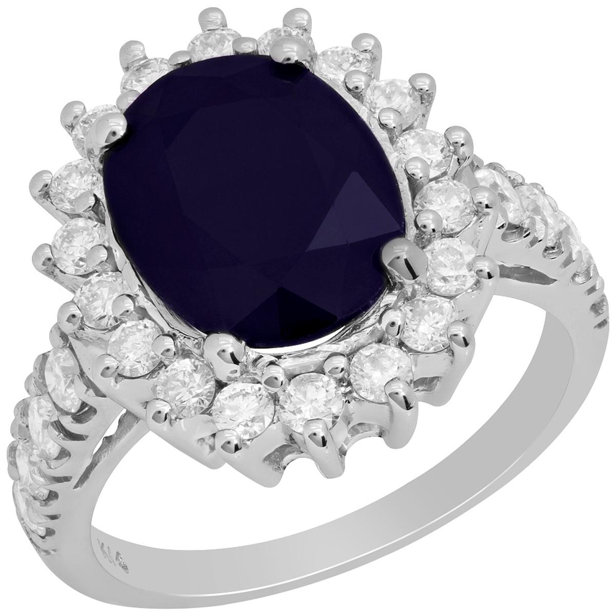 14k White Gold 3.74ct Sapphire 0.91ct Diamond Ring