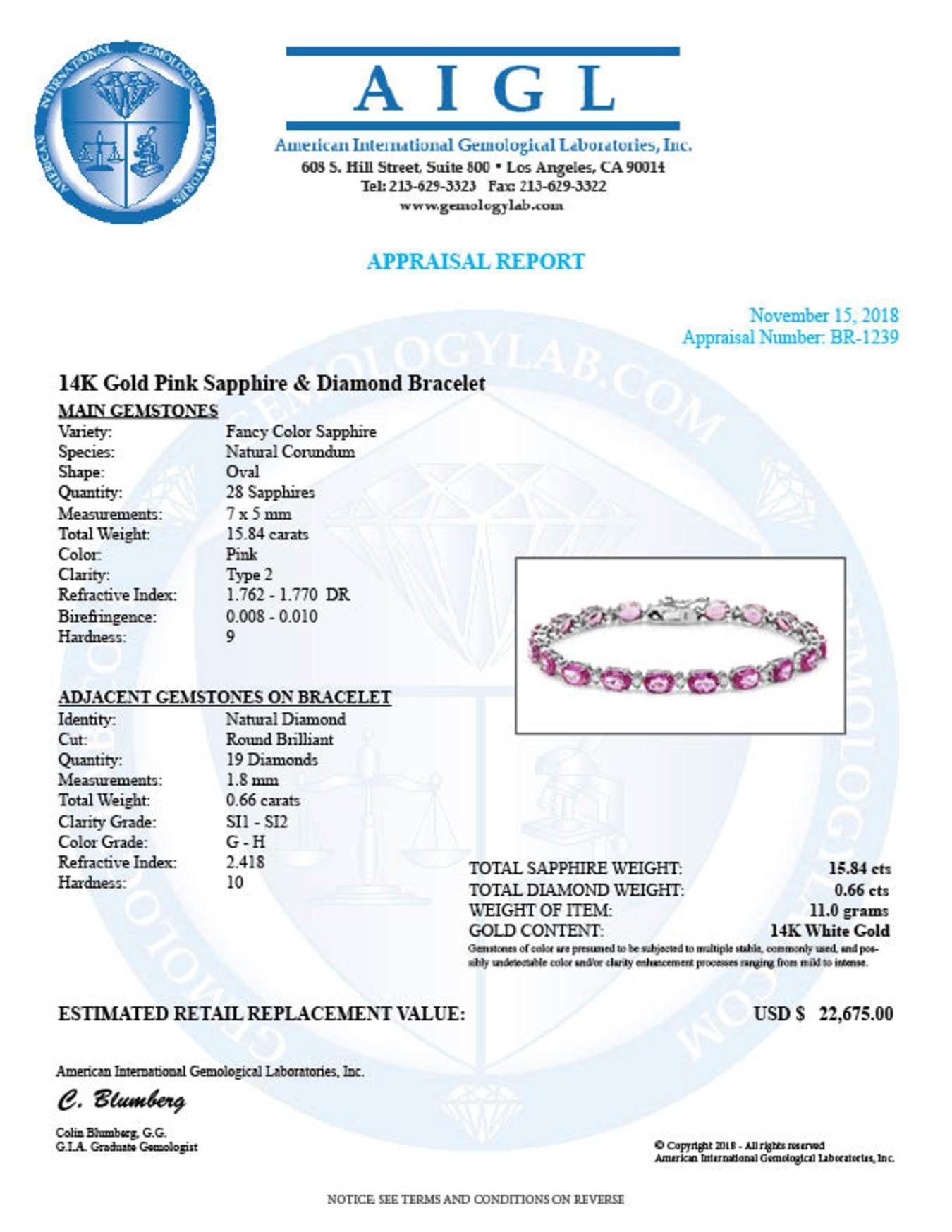 14K Gold 15.84ct Sapphire 0.66ct Diamond Bracelet